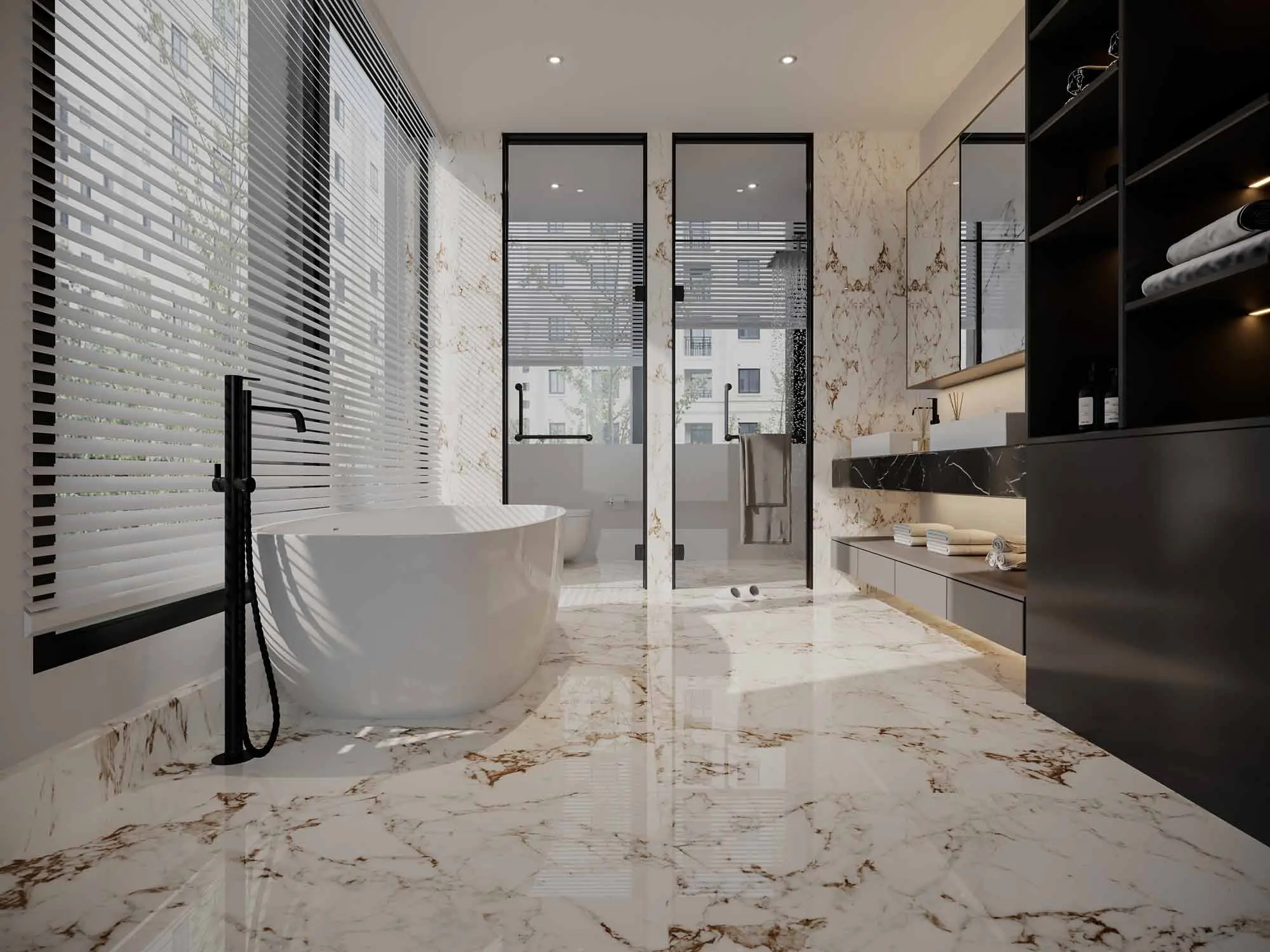 carrelage salle de bain effet marbre